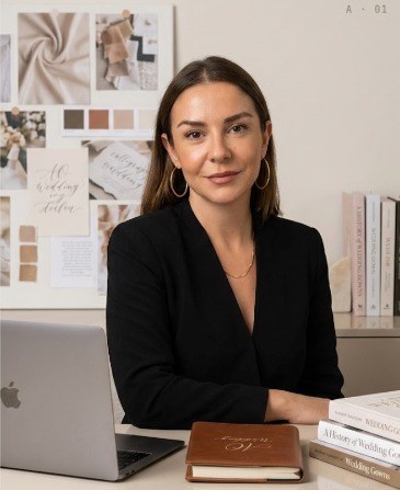 Adile Öncü, founder of AO Events, at her studio desk
